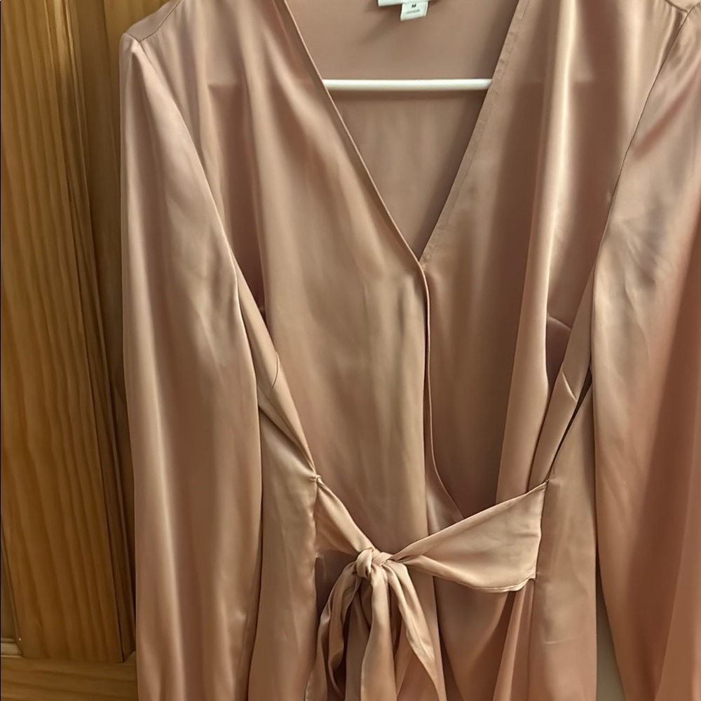 Blush Satin Wrap Blouse
